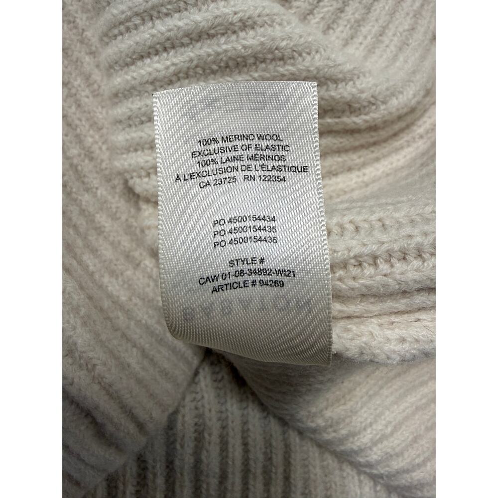 Babaton Turtleneck Sweater Dress Merino Wool Ribbed Cream Long Sleeve Size L - Picture 6 of 9